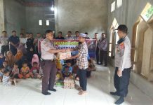 Sat Bimnas Polres Baubau dan Satpam Berikan Bantuan Sembako Panti Asuhan Madinatul Qur’an
