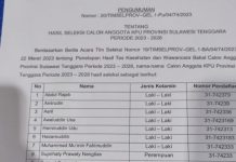 Timsel Umumkan 10 Besar Calon Anggota KPU Sulawesi Tenggara