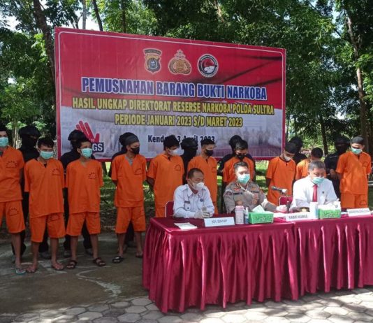 Ditresnarkoba Polda Sultra Musnahkan 2,5 Kilogram Sabu, Tersangka 12 Orang