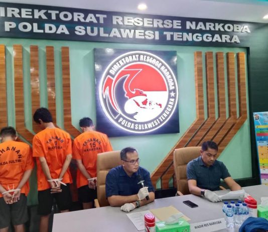 Ditresnarkoba Polda Sultra Ringkus Tiga Pengedar Sabu Lintas Provinsi