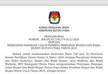 Pengumuman Tentang Penetapan Pasangan Calon Peserta Pemilihan Bupati dan Wakil Bupati Buton Utara Tahun 2024